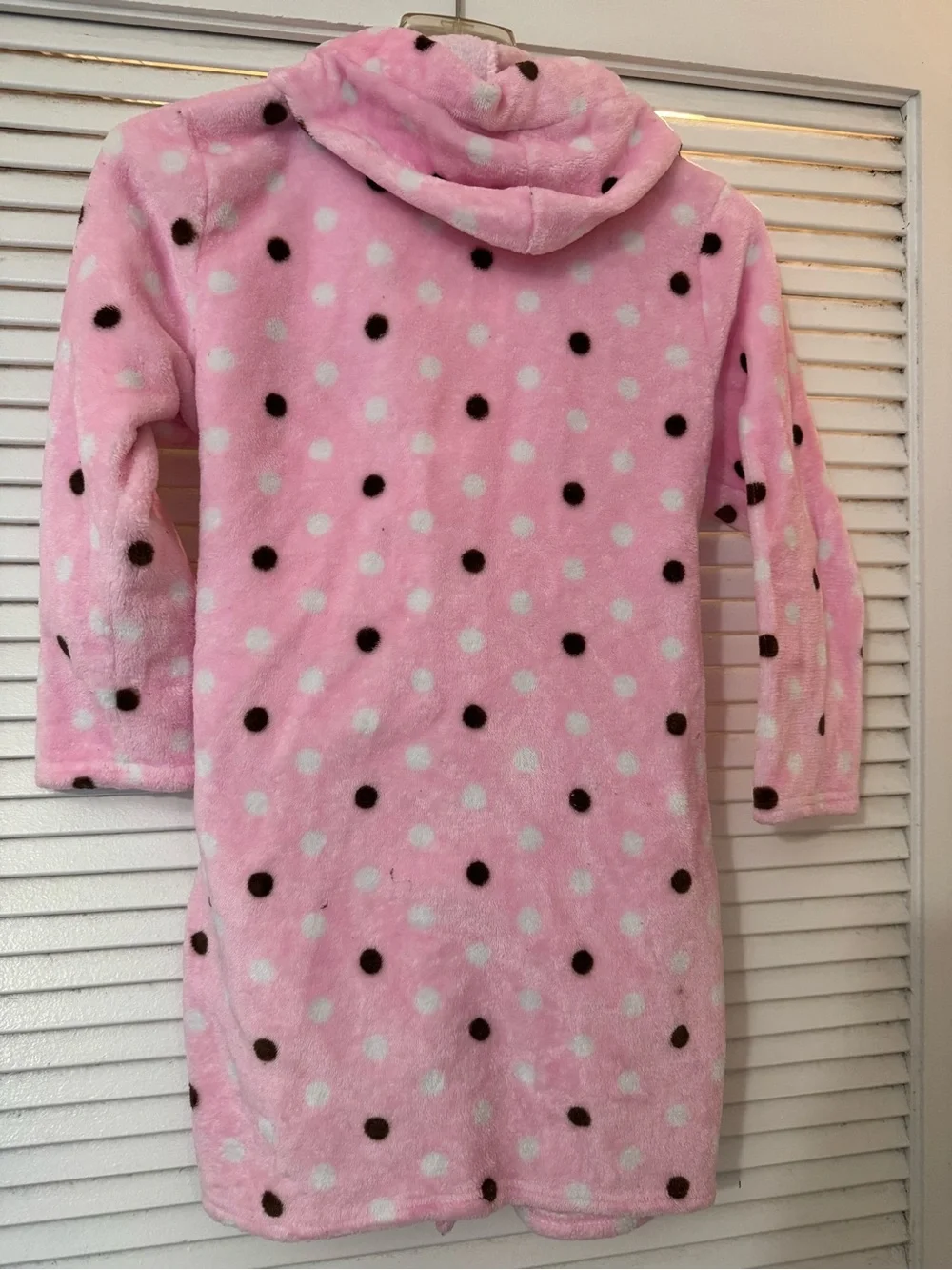 Girls' Plush Hooded Robe in Pink Polka Dot